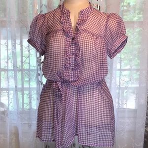 Gingham check lavender and white tunic 👾